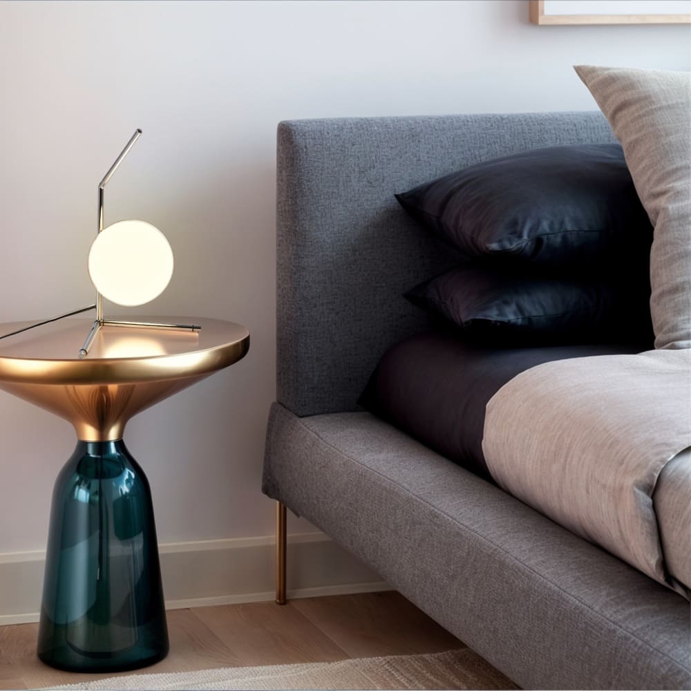 Lampe de table moderne globe en verre Ø15 cm, E27, chromée — vue 3