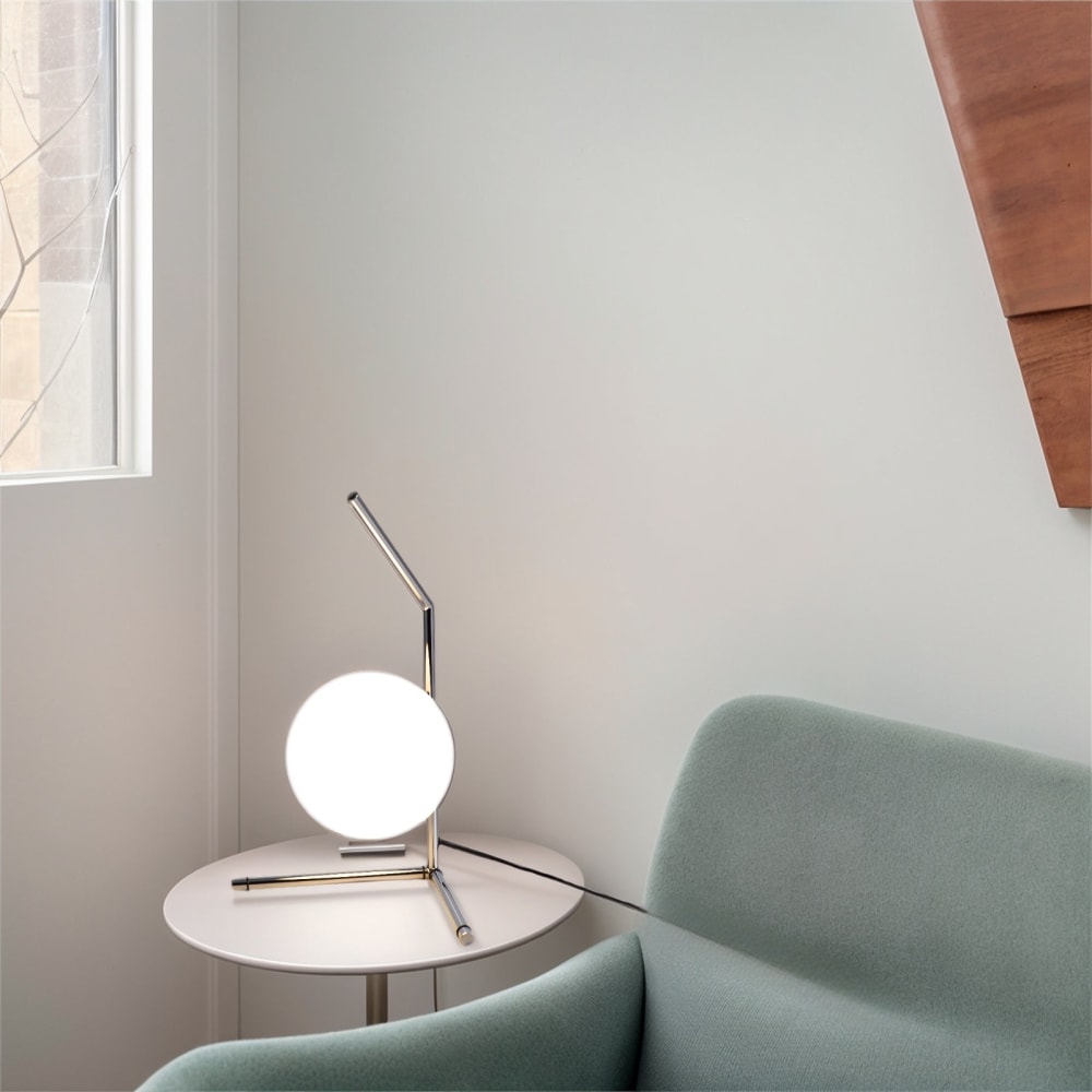 Lampe de table moderne globe en verre Ø15 cm, E27, chromée — vue 4