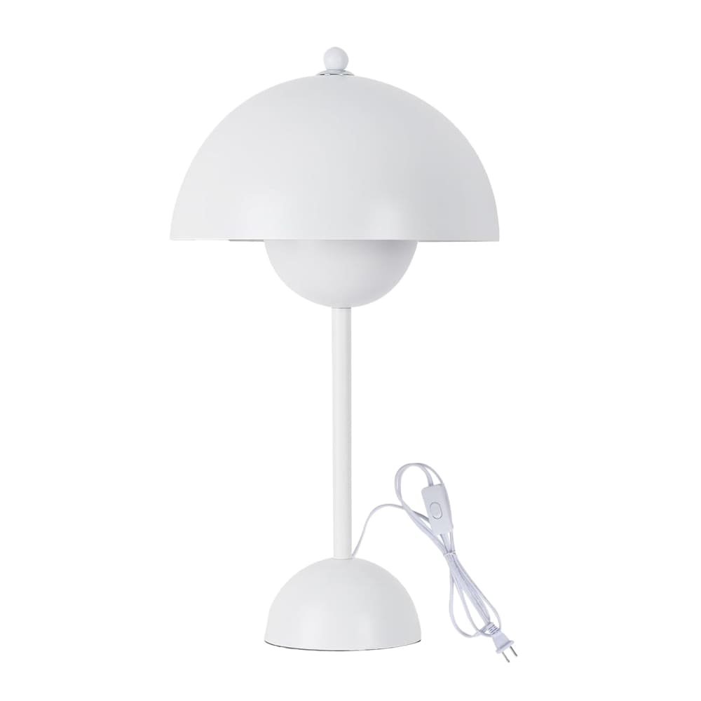 Lampe de table champignon nordique métal blanc, E27, H45 cm