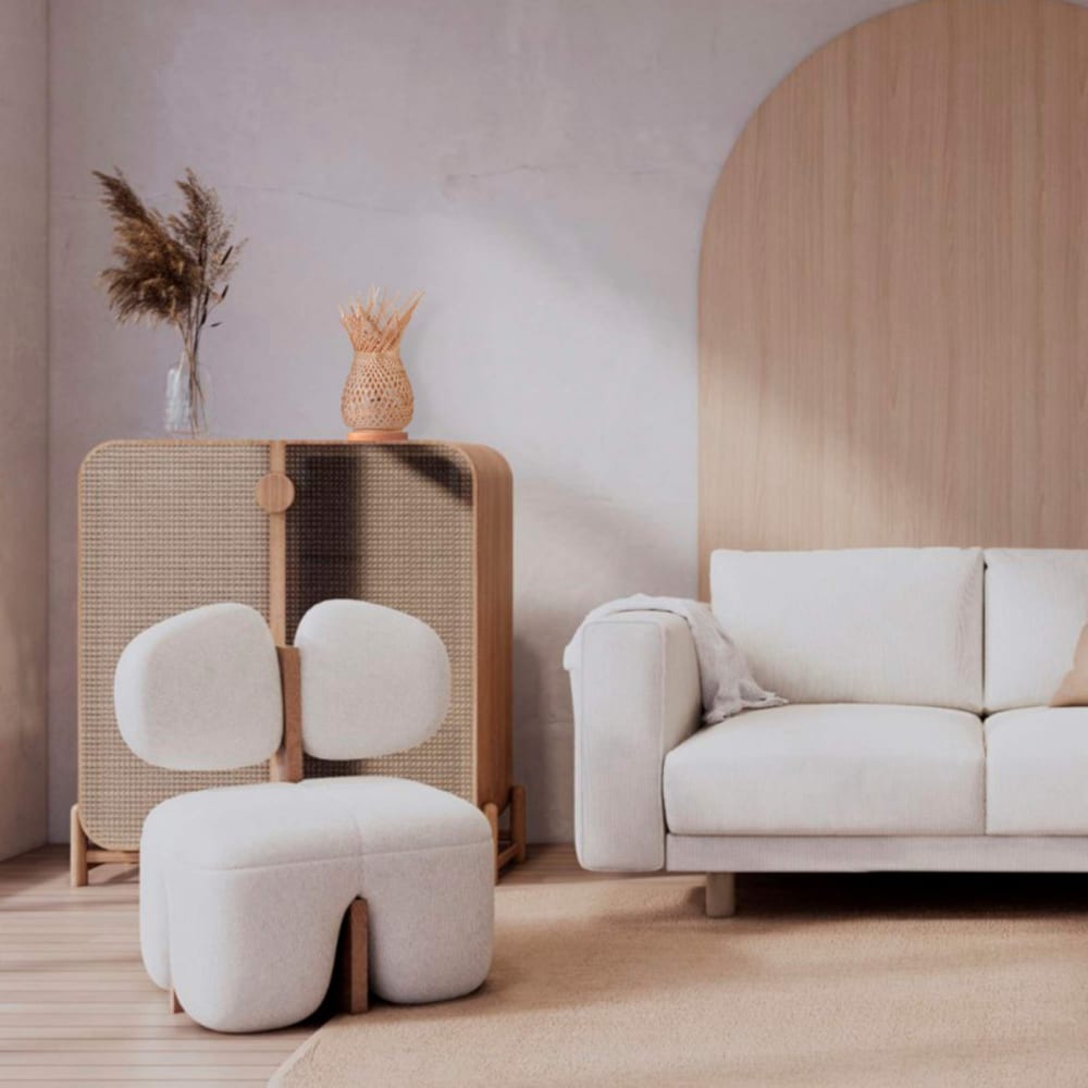 Lampe de table en osier avec base en bois, E27 — vue 3