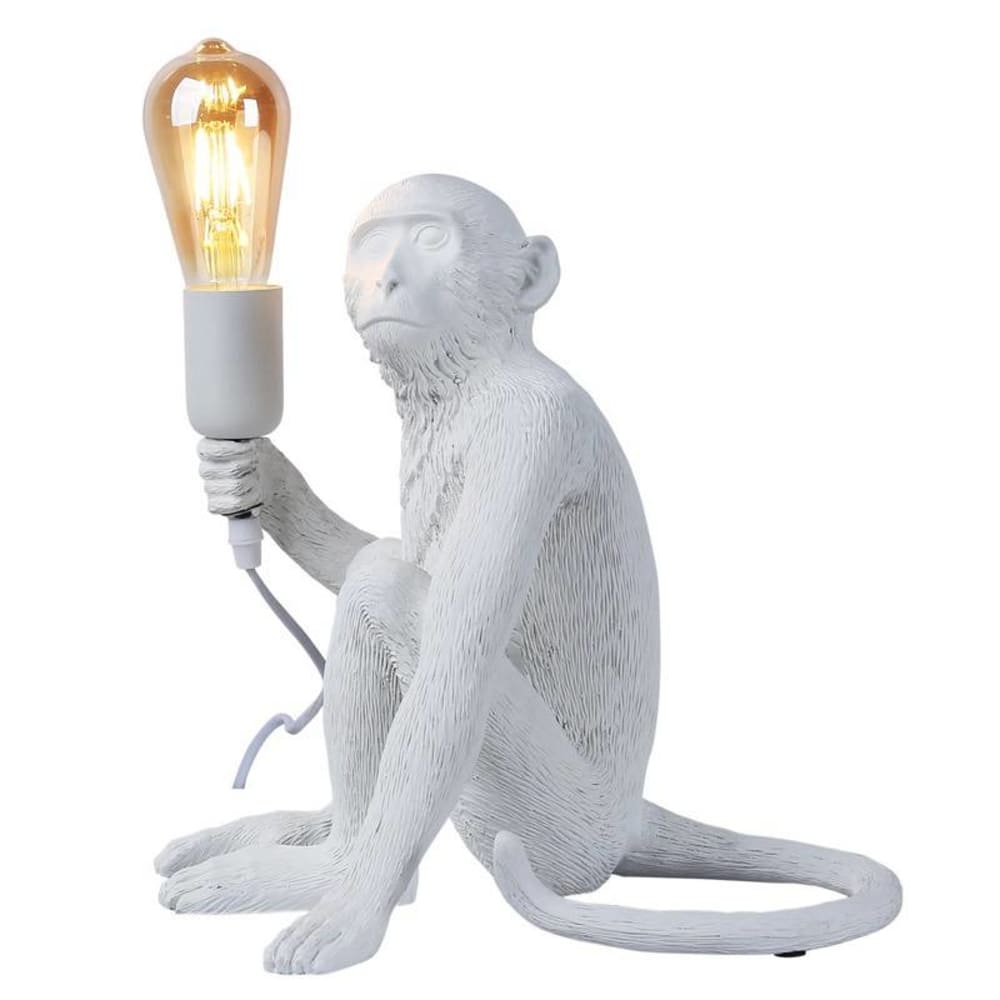 Alpinaluz Lampe aus Harz mit Affenmotiv im Industrie-Stil, E27, weiß style modern - Harz