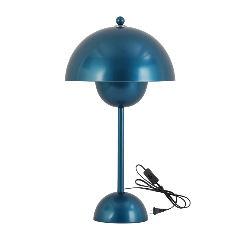 Lampe de table champignon nordique métal bleu marine, E27, H45 cm