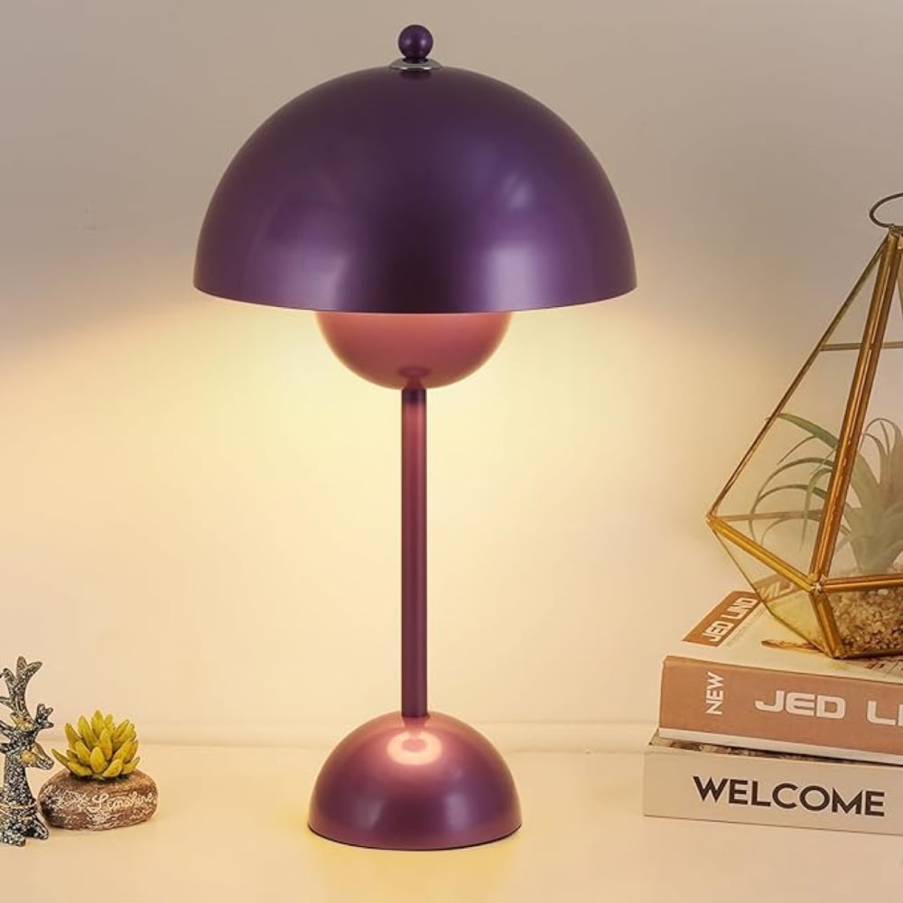 Lampe de table champignon nordique métal violet, E27, H45 cm — vue 3