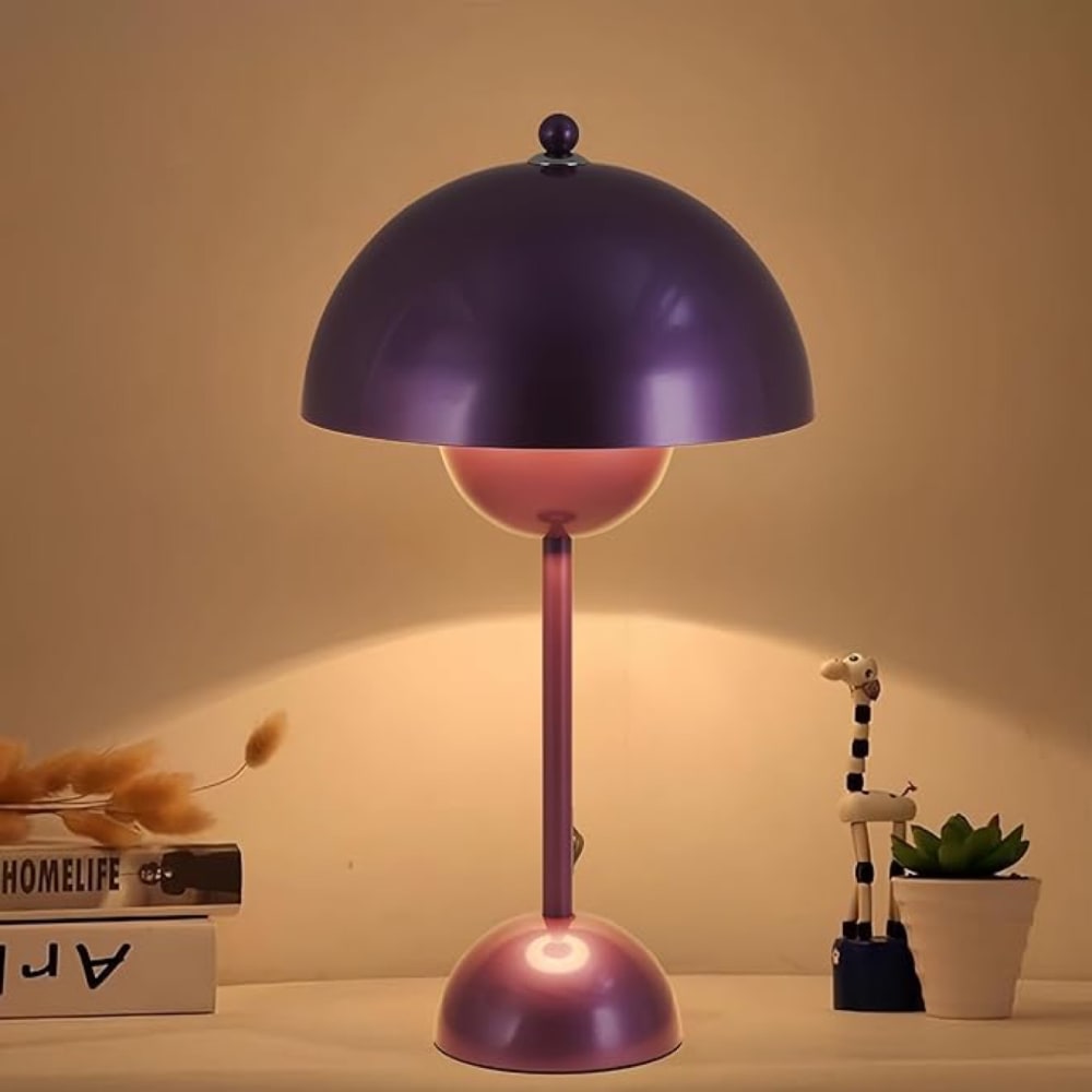 Lampe de table champignon nordique métal violet, E27, H45 cm — vue 4