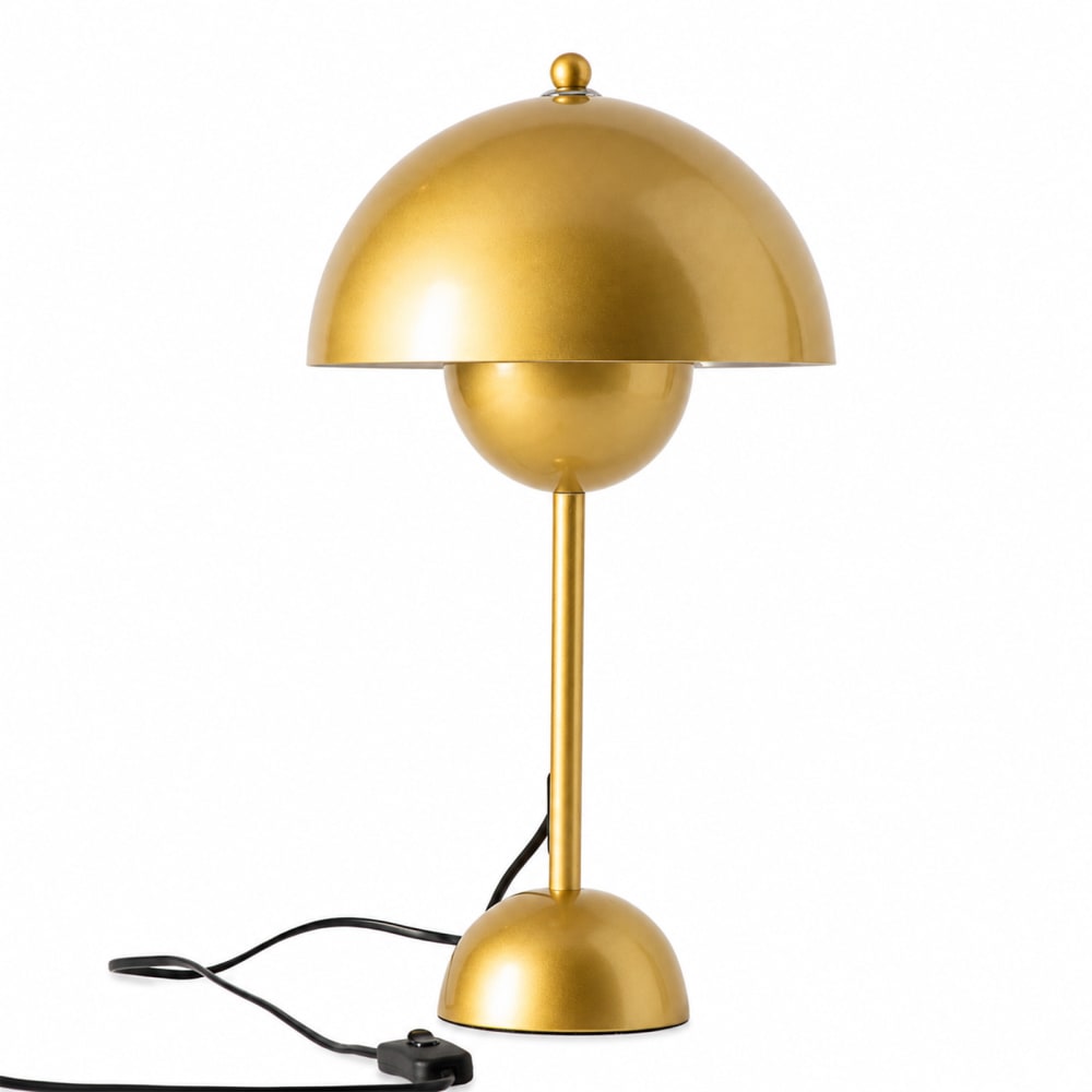 Lampe de table champignon nordique métal doré, E27, H43 cm