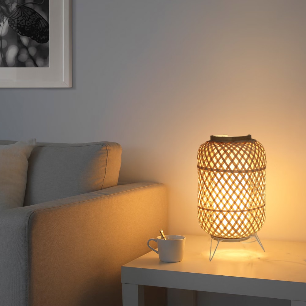 Lampe de table bambou et osier E27 avec diffuseur vintage — vue 3