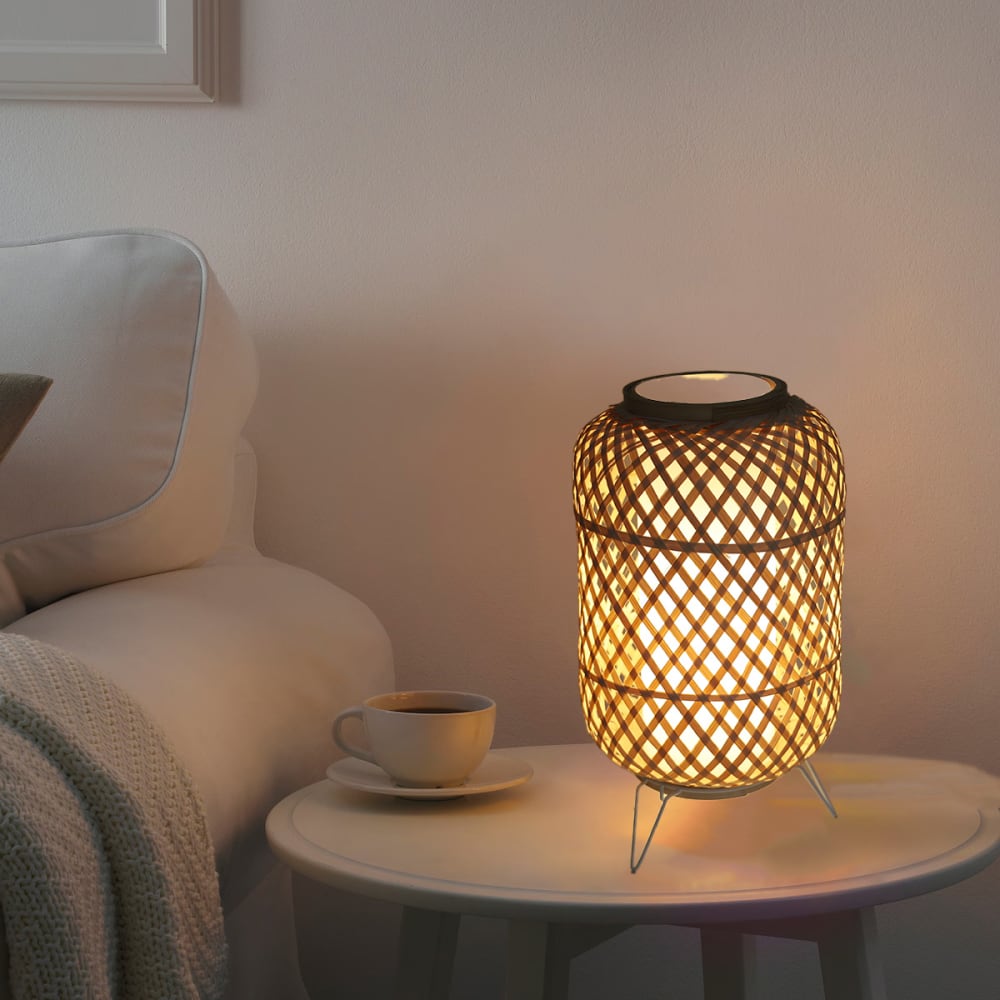Lampe de table bambou et osier E27 avec diffuseur vintage — vue 4