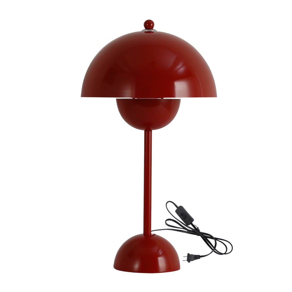Lampe de table champignon nordique métal rouge, E27, H45 cm