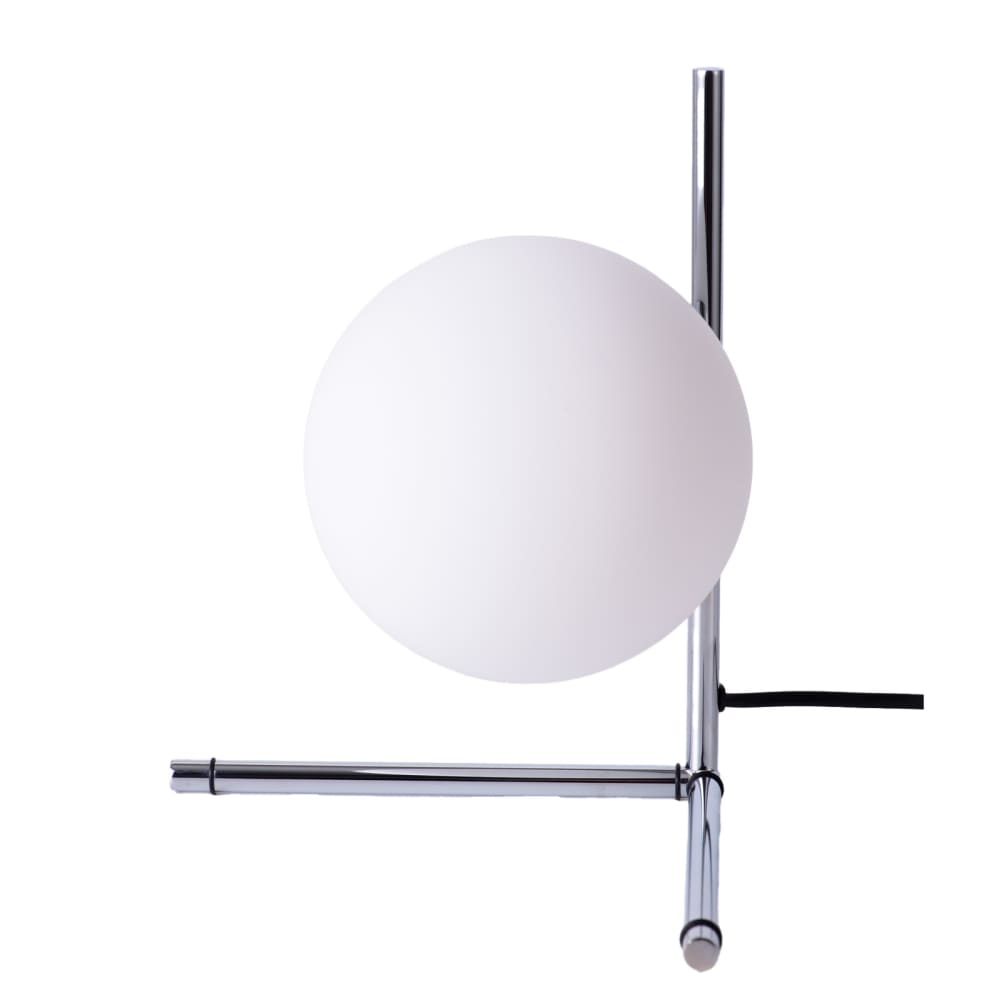 Lampe de table moderne avec globe en verre Ø15 cm, E27, chromée