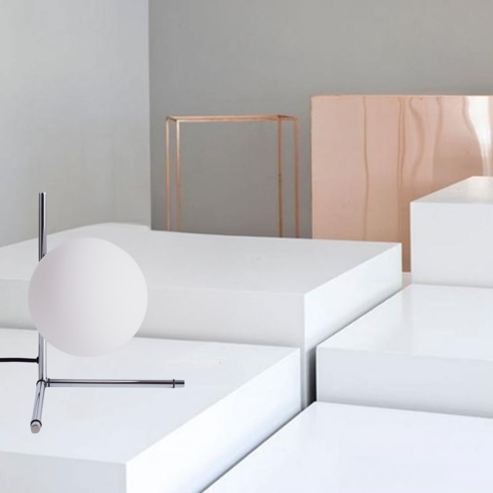 Lampe de table moderne avec globe en verre Ø15 cm, E27, chromée — vue 3