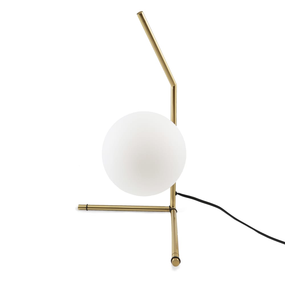 Lampe de table avec abat-jour en verre opalin Ø22 cm, E27, dorée