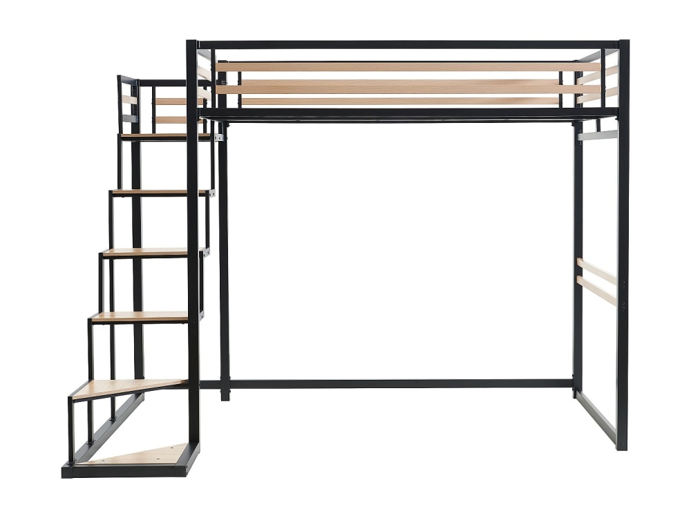 Lit mezzanine métal noir 140 x 200 cm
