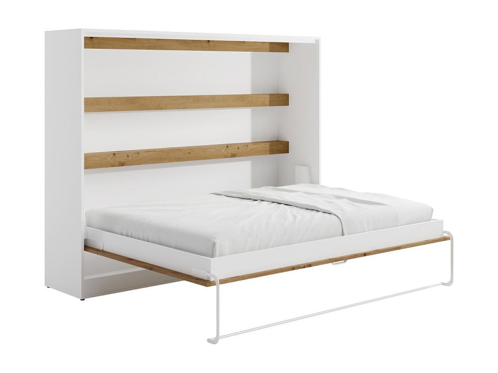 Lit escamotable panneau de particule naturel clair 140 x 200