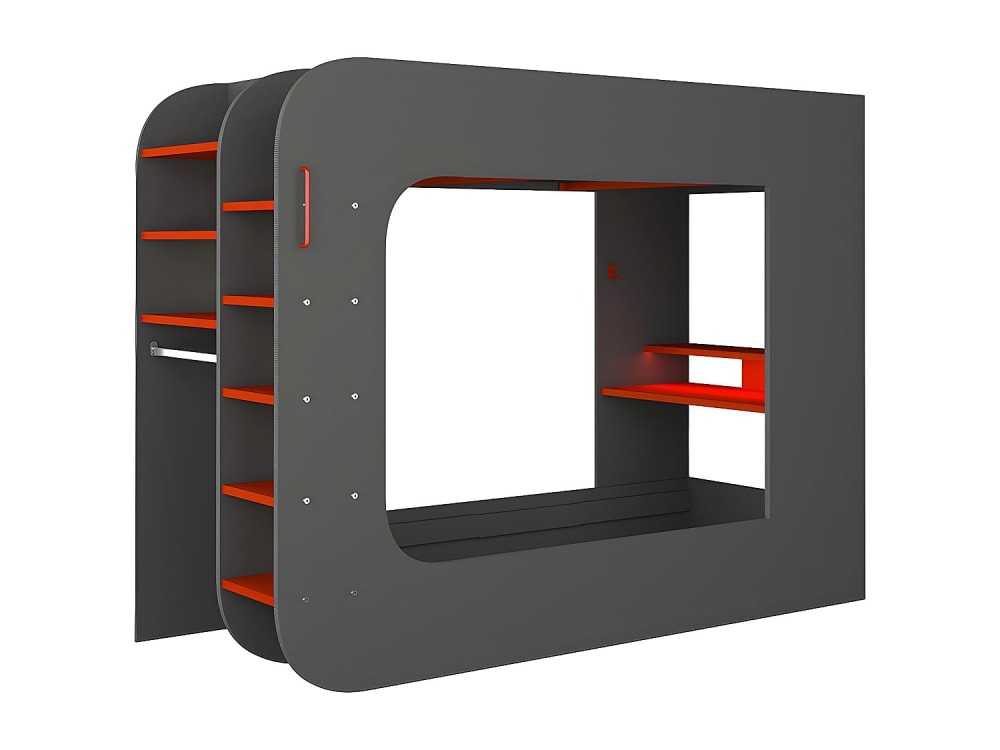 Lit mezzanine panneau de particule gris anthracite 90 x 200