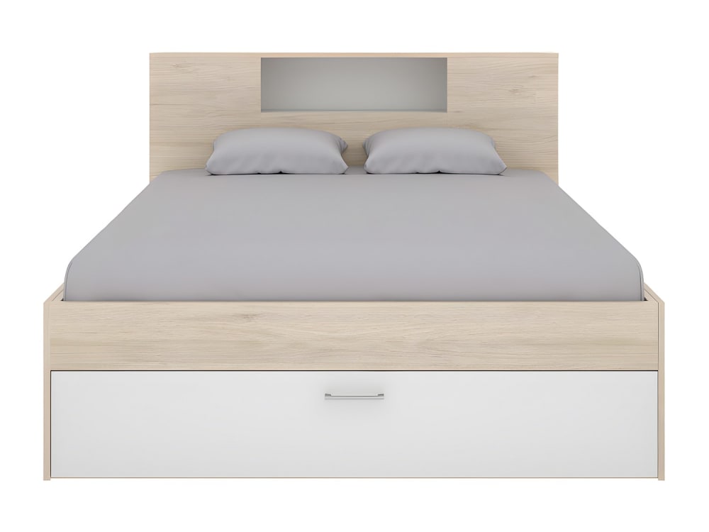 Cadre de lit effet bois , blanc 140 x 190 cm
