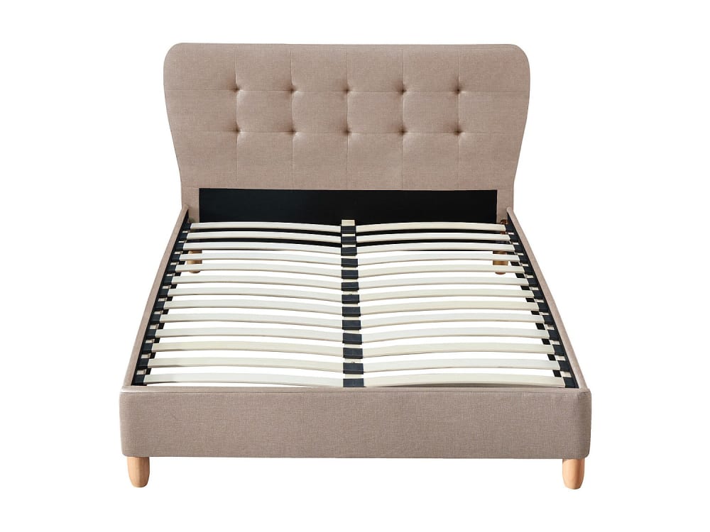 Cadre de lit effet bois crème 140 x 190 cm