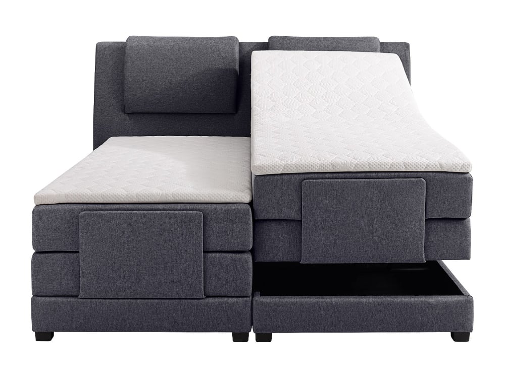 Lit boxspring polyester gris anthracite Lit boxspring polyester gris anthracite