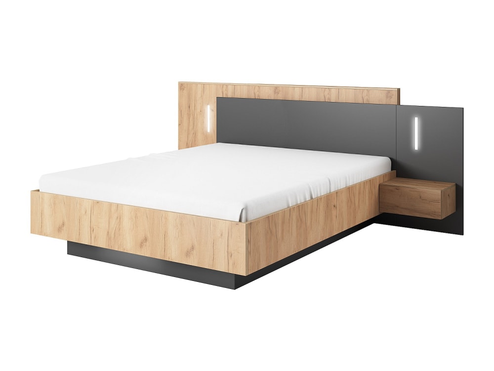 Cadre de lit effet bois gris anthracite 160 x