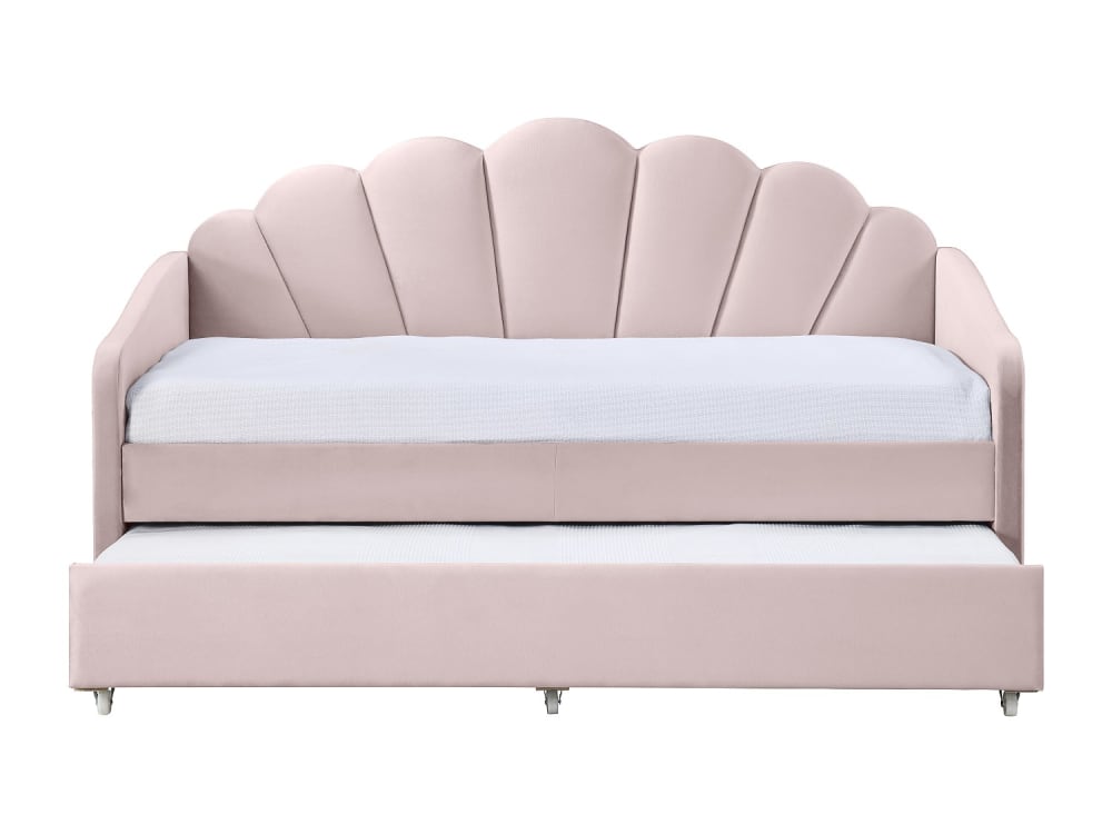 Lit banquette velours rose 90 x 190
