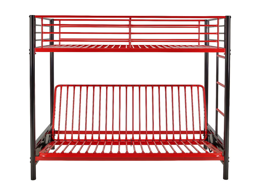 Lit mezzanine métal noir, rouge 90 x 190 cm