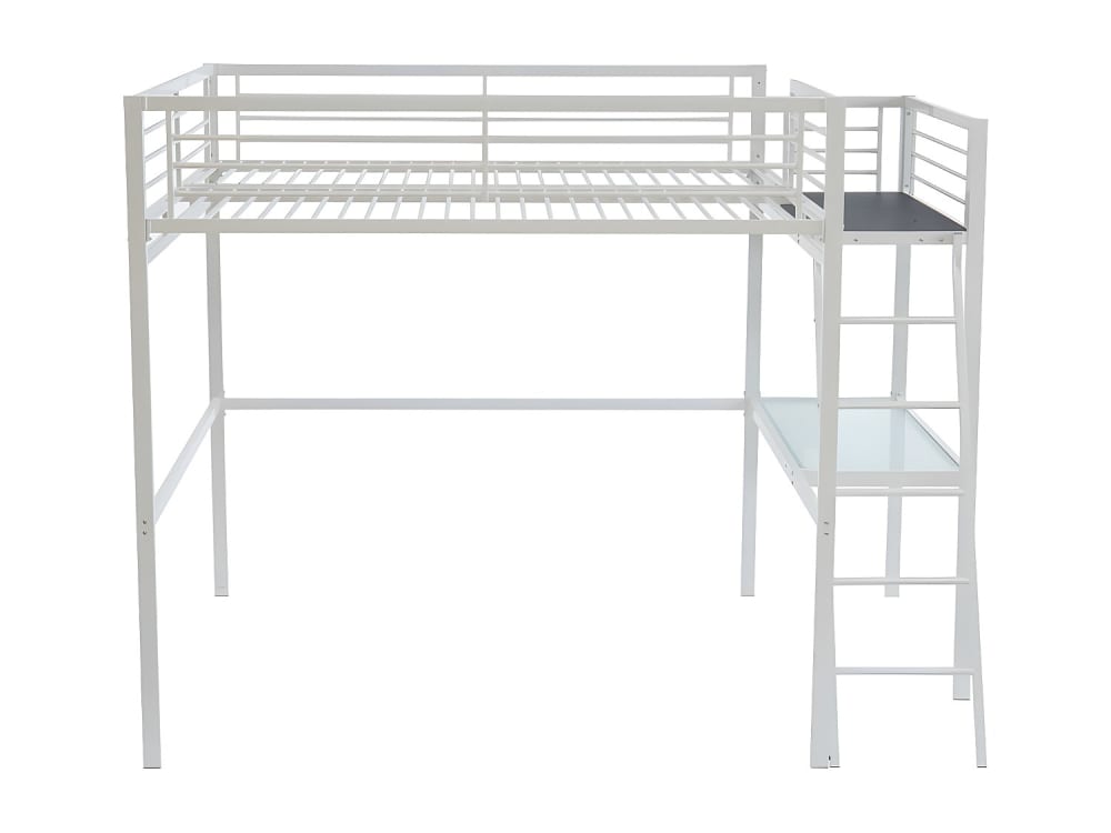 Lit mezzanine acier blanc 140 x 190