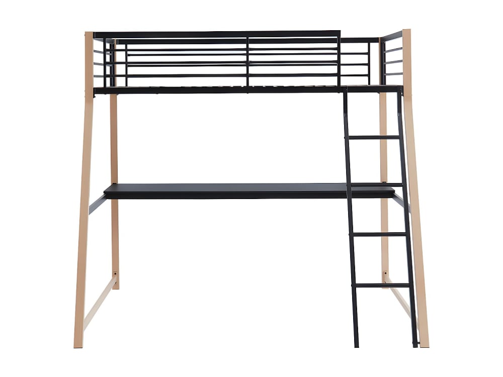 Lit mezzanine acier noir 90 x 190 cm