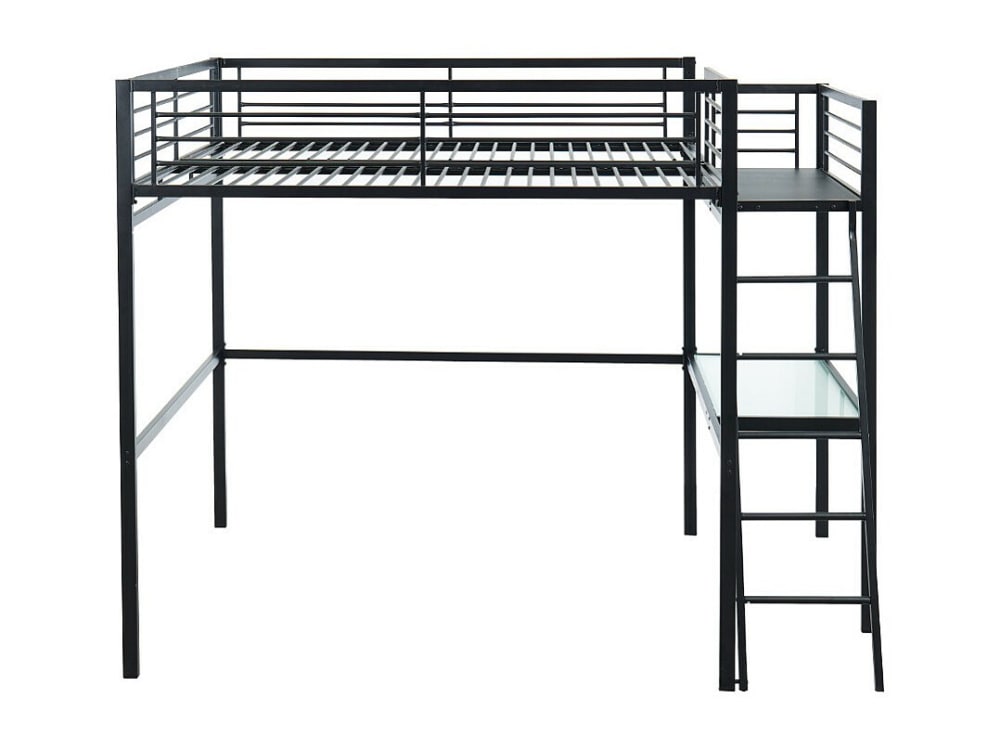 Lit mezzanine acier gris anthracite 140 x 190