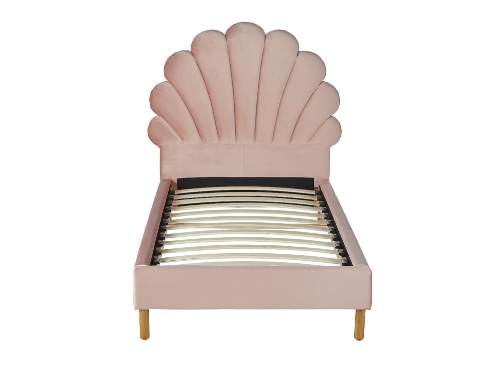 Cadre de lit velours rose poudré 90 x 190 cm