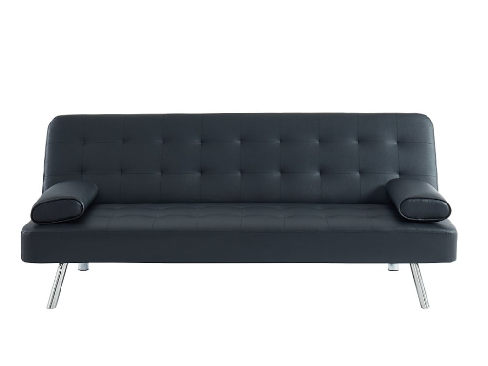 Canapé convertible simili cuir 2 places noir