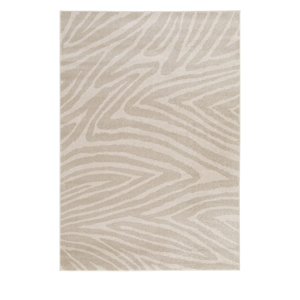 Tapis graphique à motif zébré - 160x230cm Beige Polypropylène