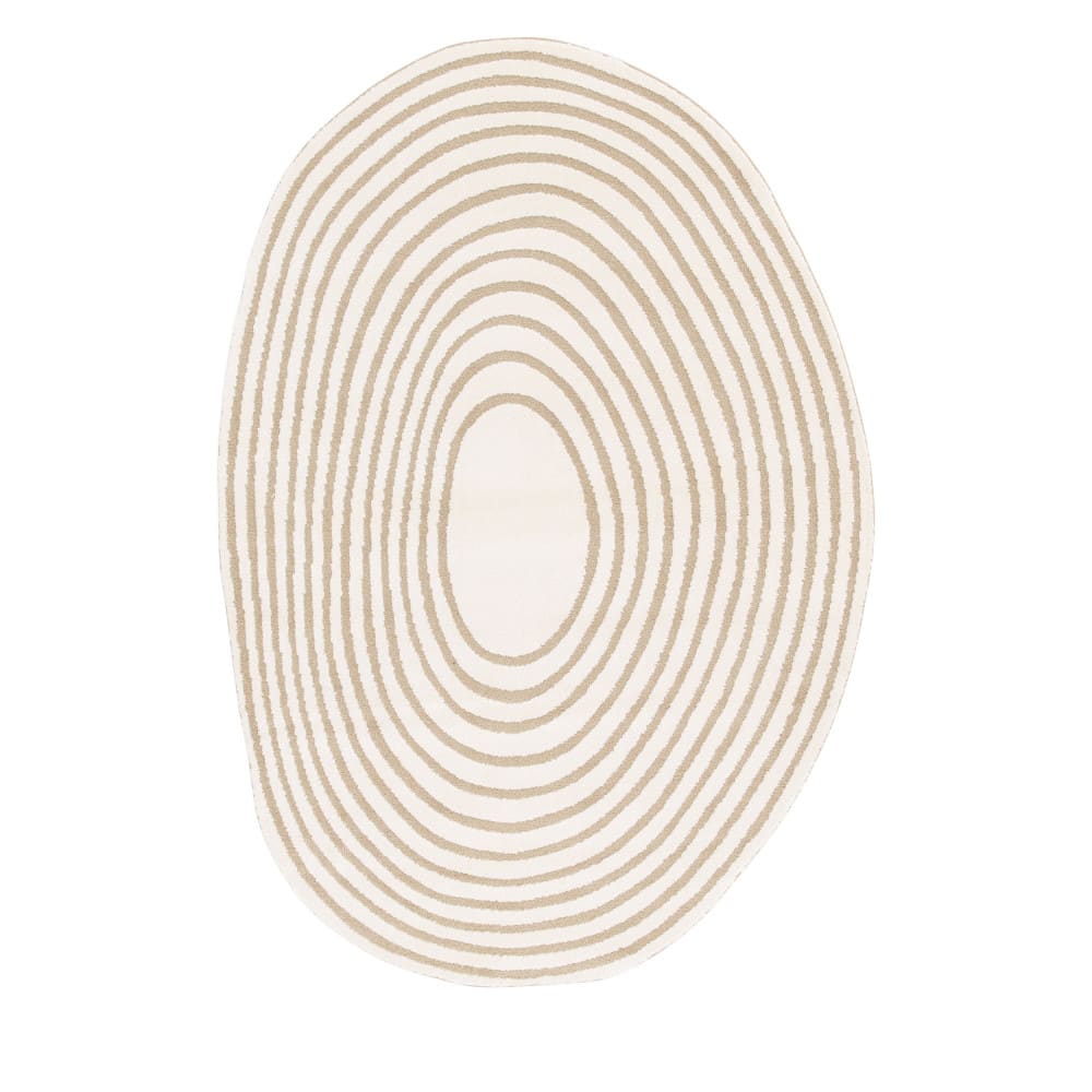 Tapis contemporain de forme organique - 200x290cm Beige Polypropylène