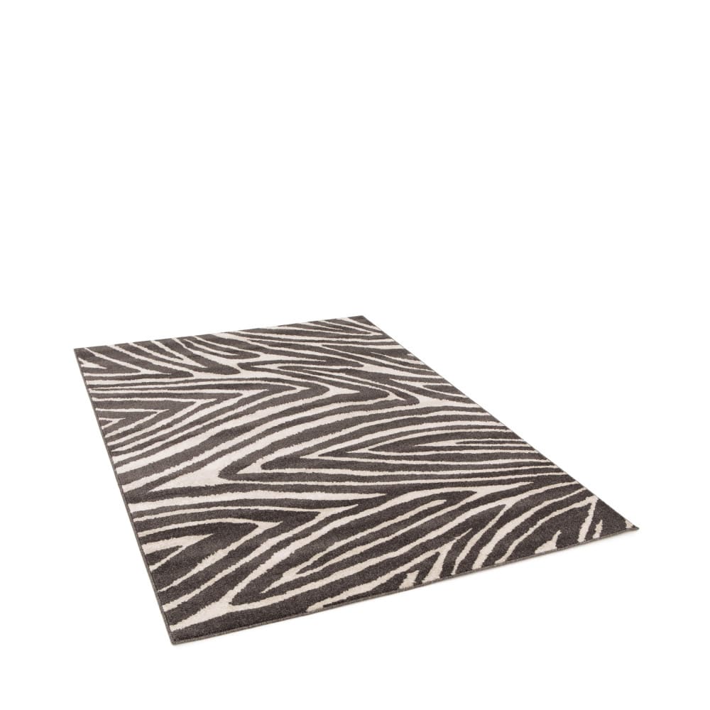 Tapis graphique à motif zébré- 160x230cm gris anthracite polypropylène — vue 3