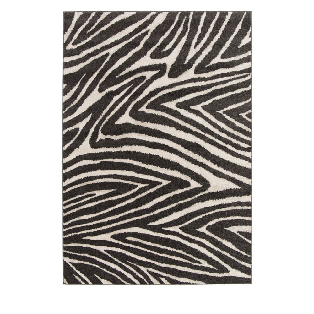 Tapis graphique à motif zébré- 160x230cm gris anthracite polypropylène — vue 4