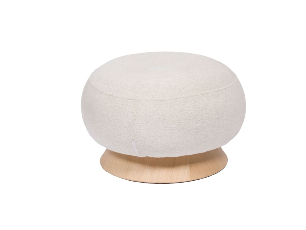 Pouf rond en tissu beige - pied