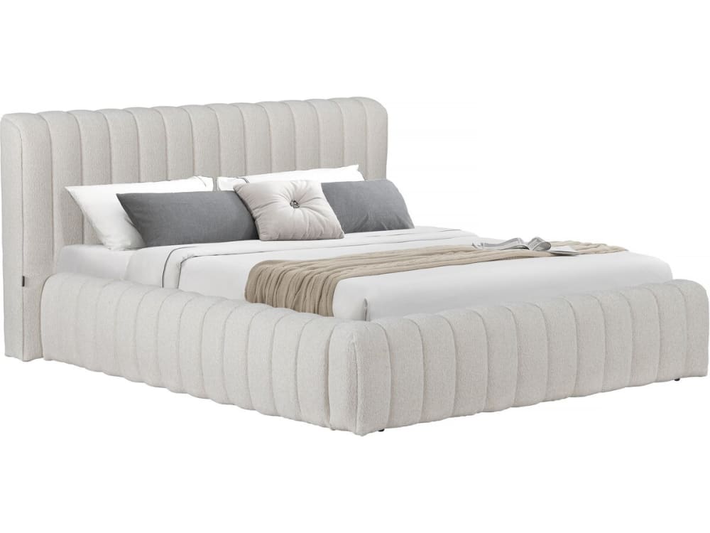 Lit coffre en tissu beige