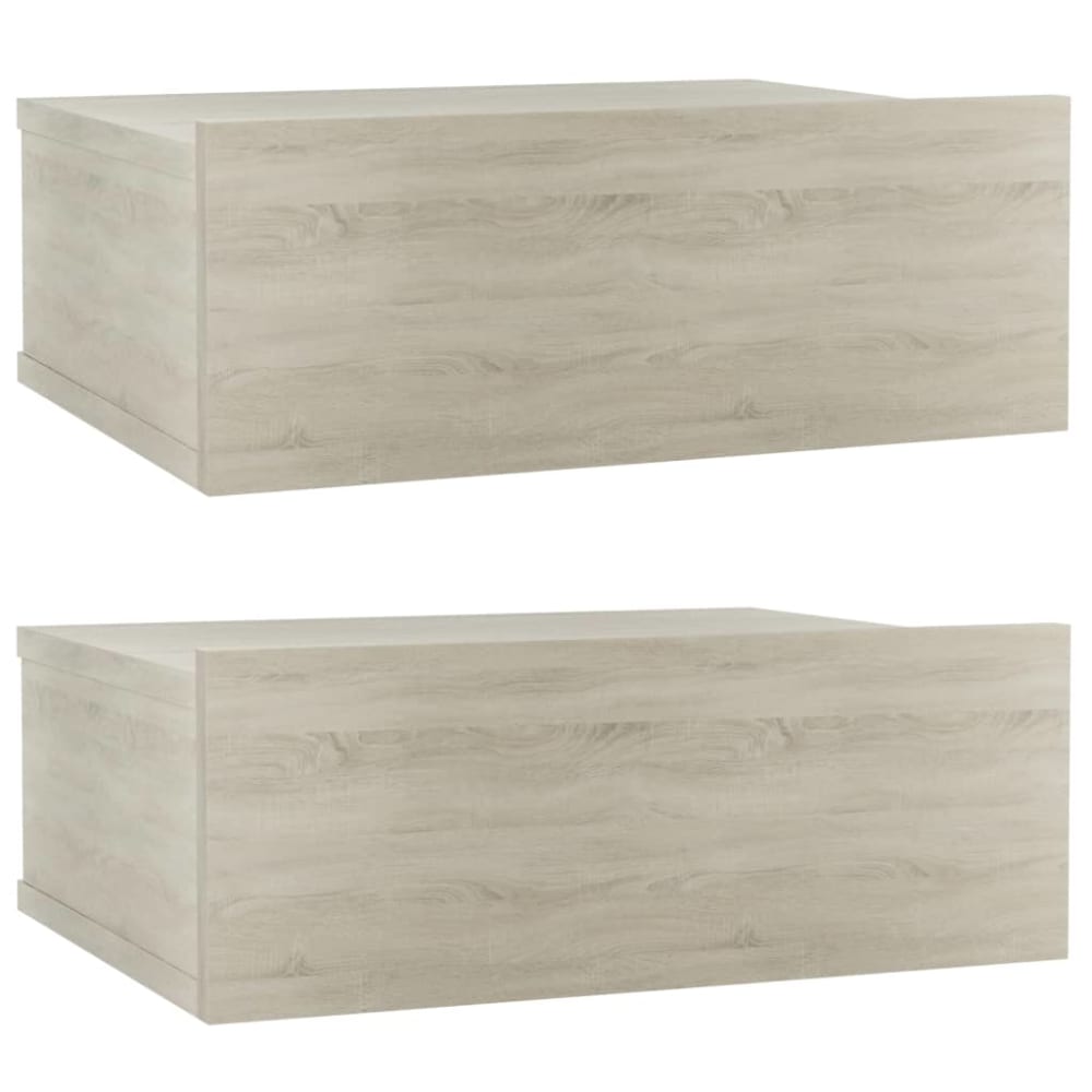 Lot de 2 tables de chevet murale bois beige 40x30x15 cm
