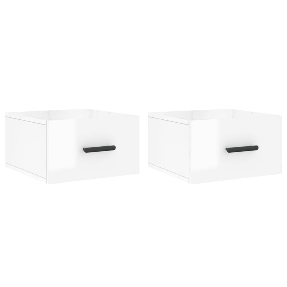 Lot de 2 tables de chevet murales bois blanc 35x35x20 cm