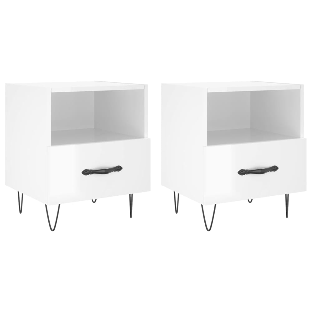 Lot de 2 tables de chevet bois blanc 40x35x47,5 cm