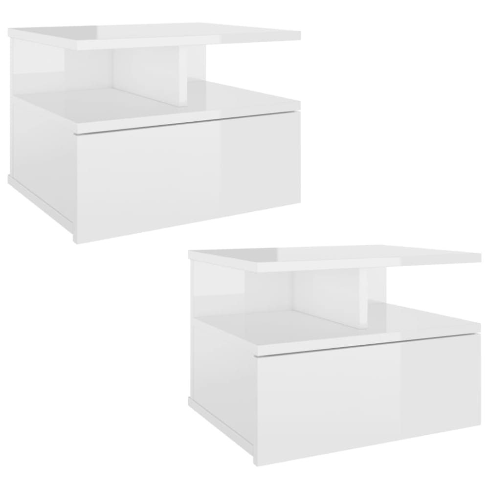Lot de 2 tables de chevet murale bois blanc 40x31x27 cm
