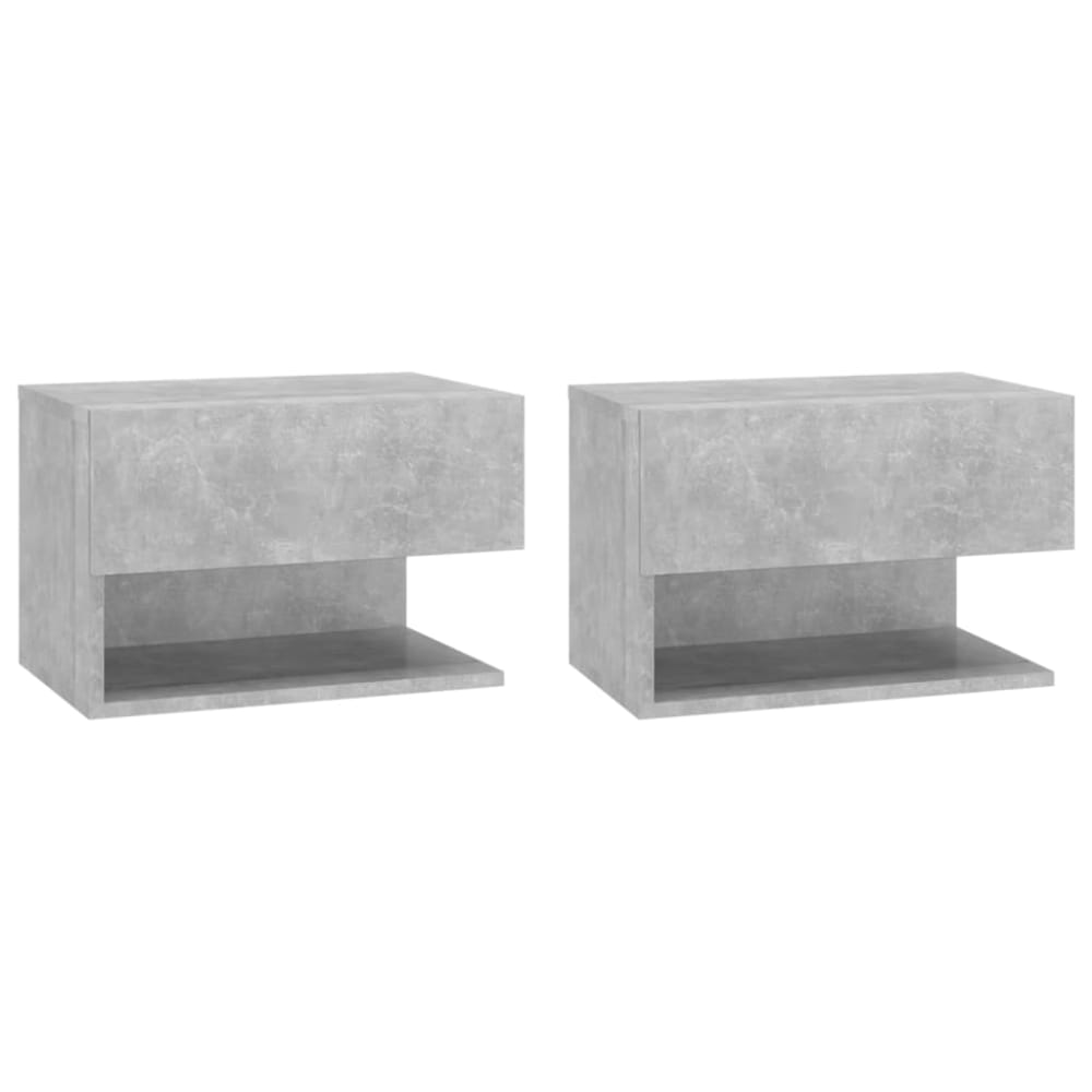 Lot de 2 tables de chevet murales effet beton gris 46x29,5x30 cm