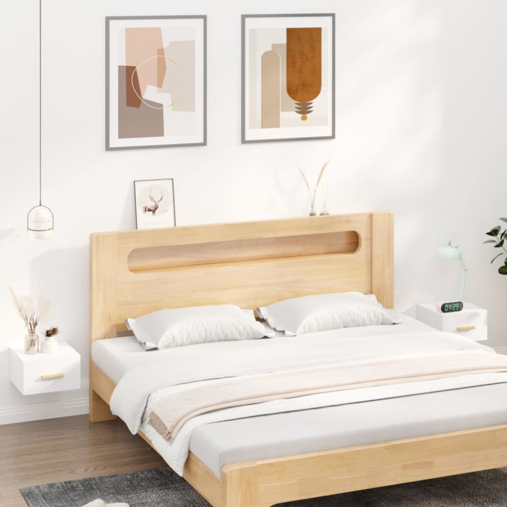 Lot de 2 tables de chevet murales bois blanc 35x35x20 cm