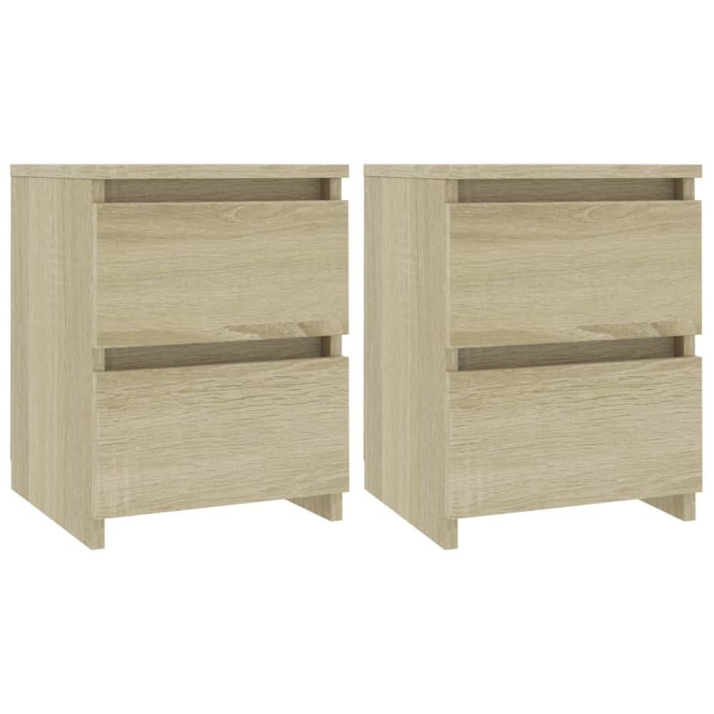Lot de 2 tables de chevet bois beige 30x30x40 cm