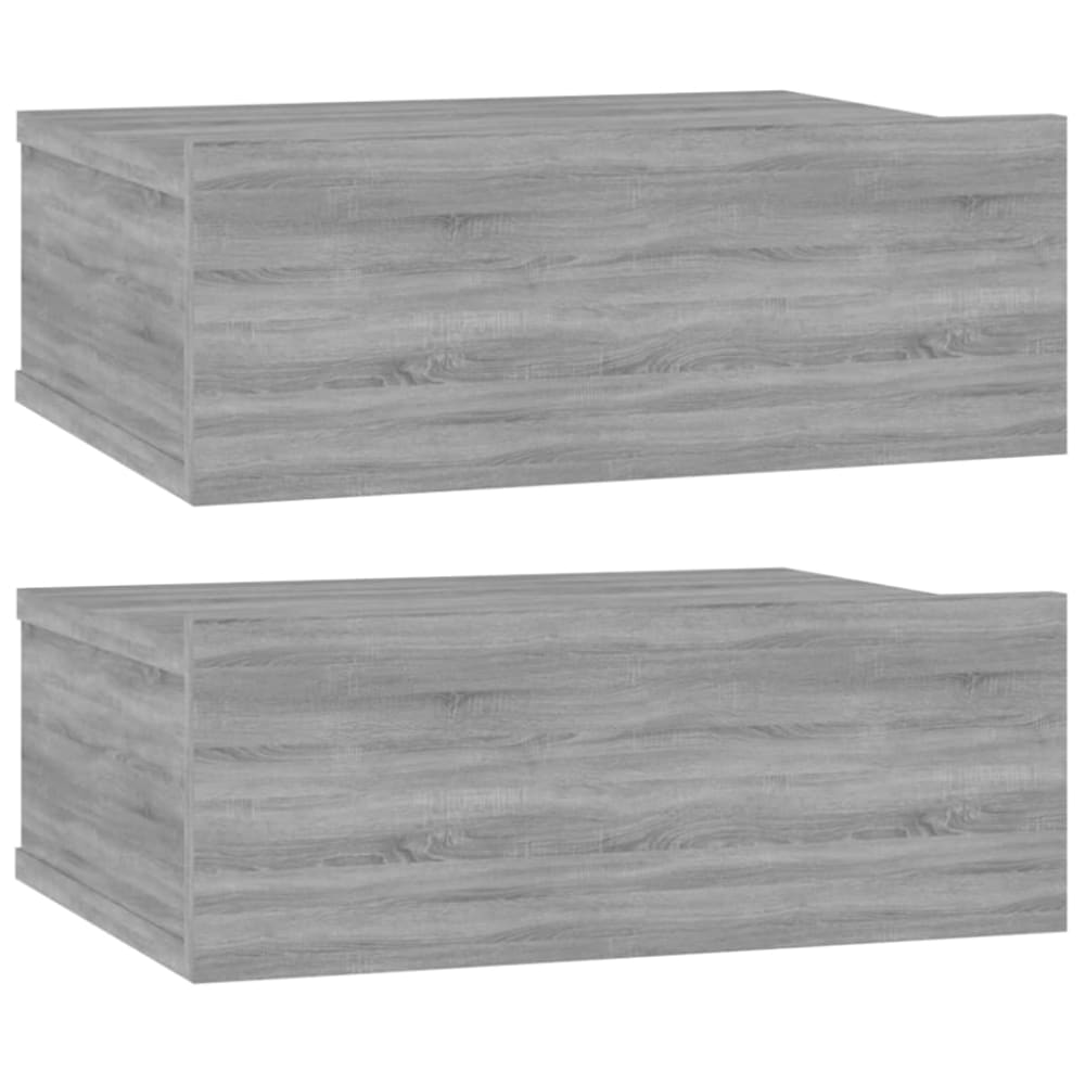 Lot de 2 tables de chevet murale effet beton gris 40x30x15 cm