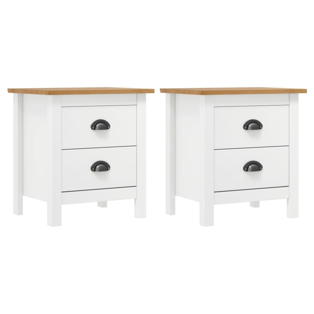 Lot de 2 tables de chevet bois blanc 46x35x49,5 cm