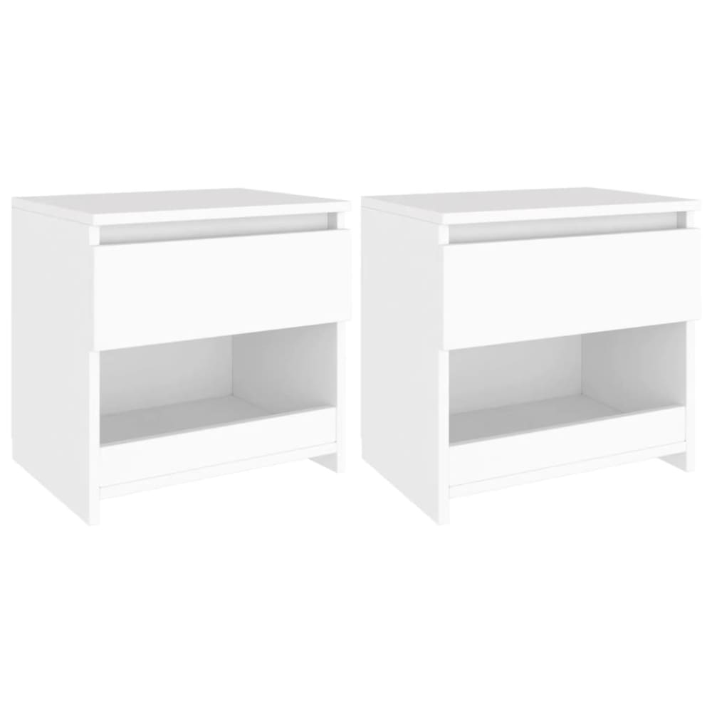 Lot de 2 tables de chevet bois blanc 40x30x39 cm