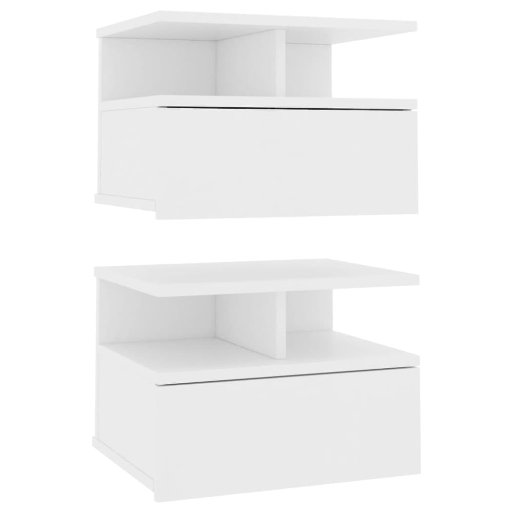 Lot de 2 tables de chevet murale bois blanc 40x31x27 cm