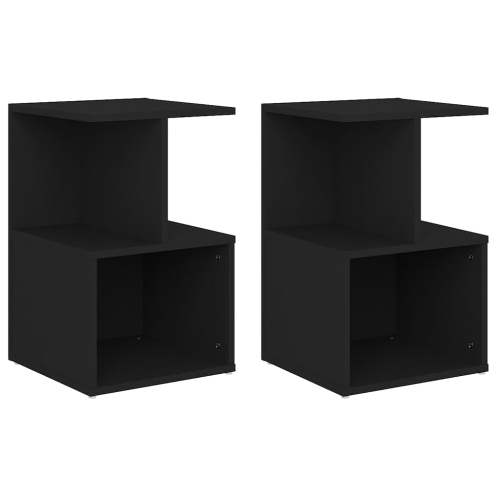 Lot de 2 tables de chevet bois noir 35x35x55 cm