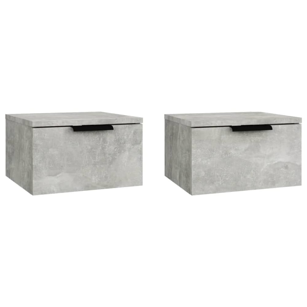 Lot de 2 tables de chevet murales effet beton gris 34x30x20 cm