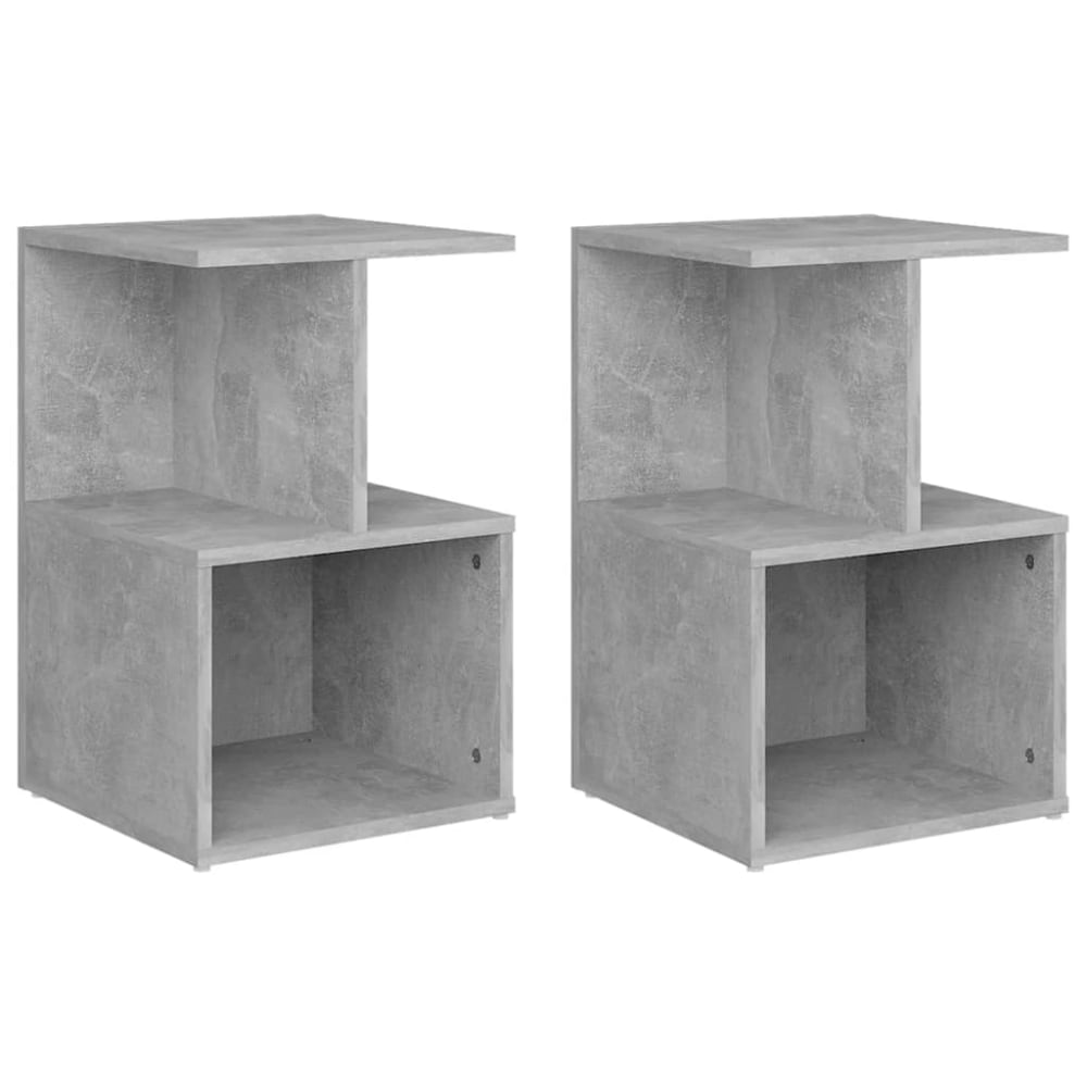 Lot de 2 tables de chevet effet beton gris 35x35x55 cm