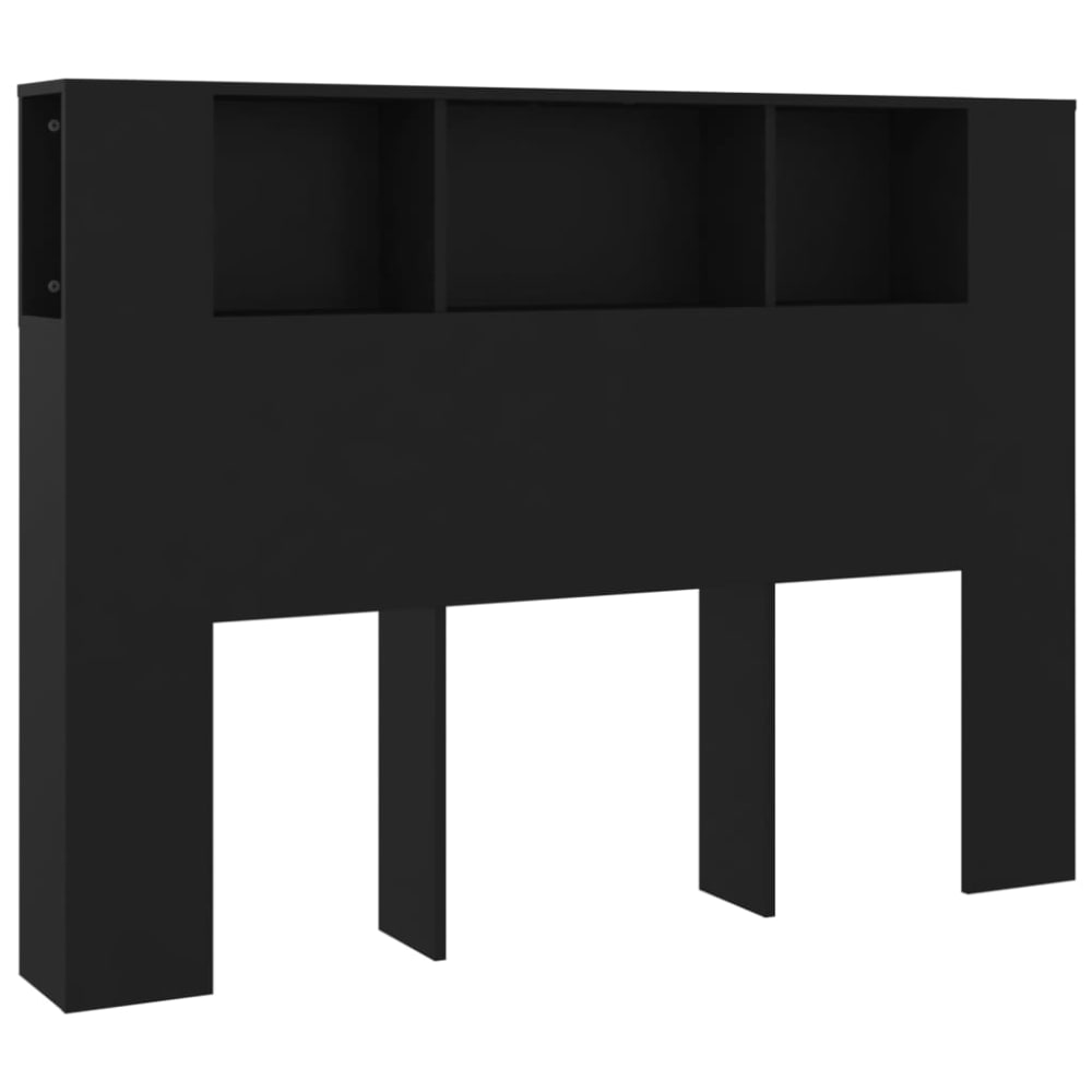 Armoire de tête de lit bois noir 140x18,5x104,5 cm